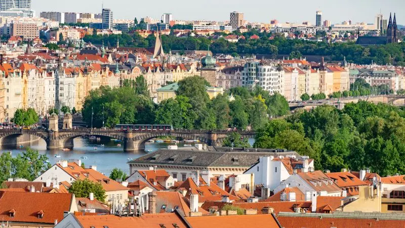 Prague cityscape with historic architecture
