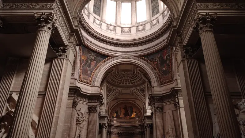 Ornate neoclassical library interior, Paris