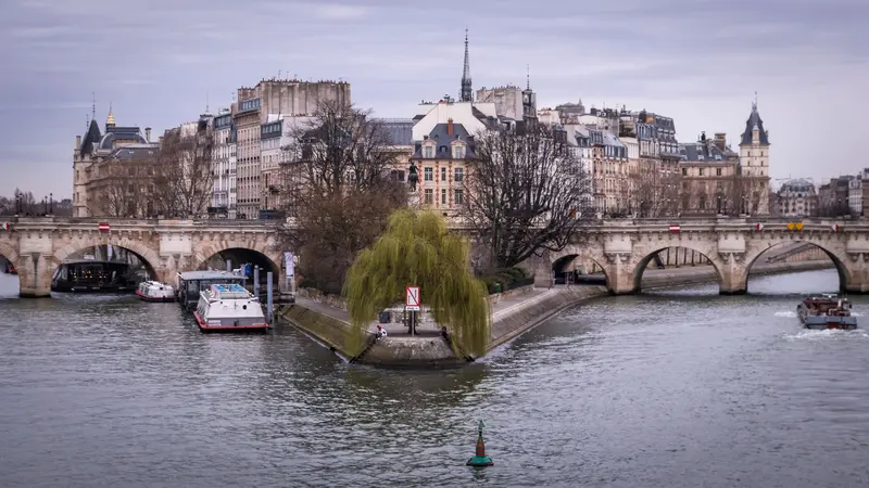 Seine river view from Square du Vert-Galant, Paris