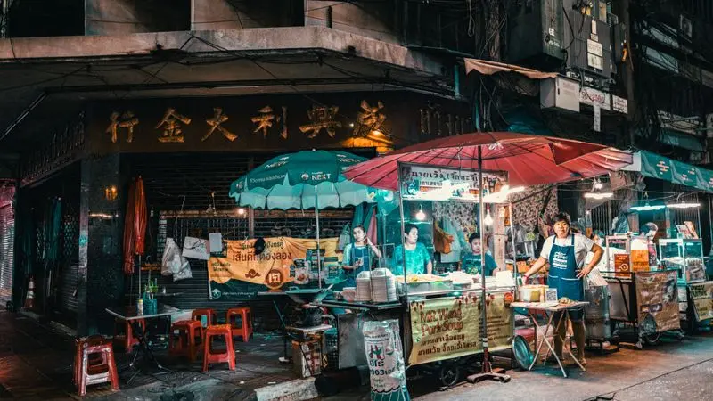 Thai street food market at night